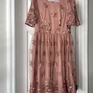 Elegant Floral Embroidered Pink Dress never worn before